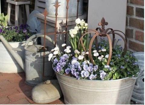 A planter with flowers